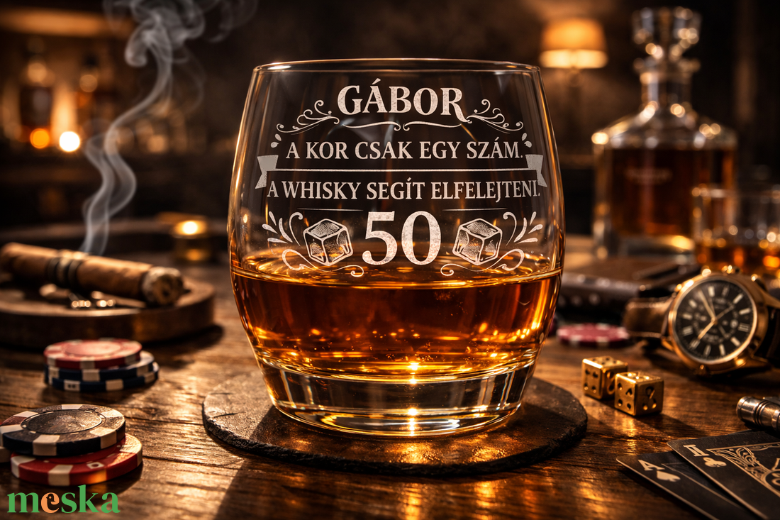 Gravírozott whiskys pohár � Névre szóló ajándék férfiaknak - otthon & életmód - konyhafelszerelés, tálalás - tálalás - pohár - Meska.hu