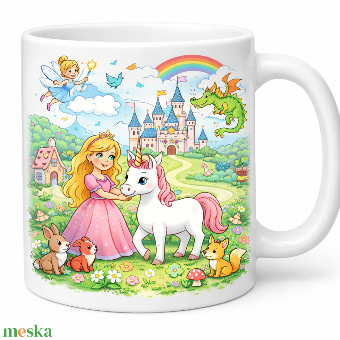 Mesevilágos kerámia bögre � hercegnős, unikornisos, varázslatos gyerekbögre - otthon & életmód - konyhafelszerelés, tálalás - tálalás - bögre & csésze - Meska.hu