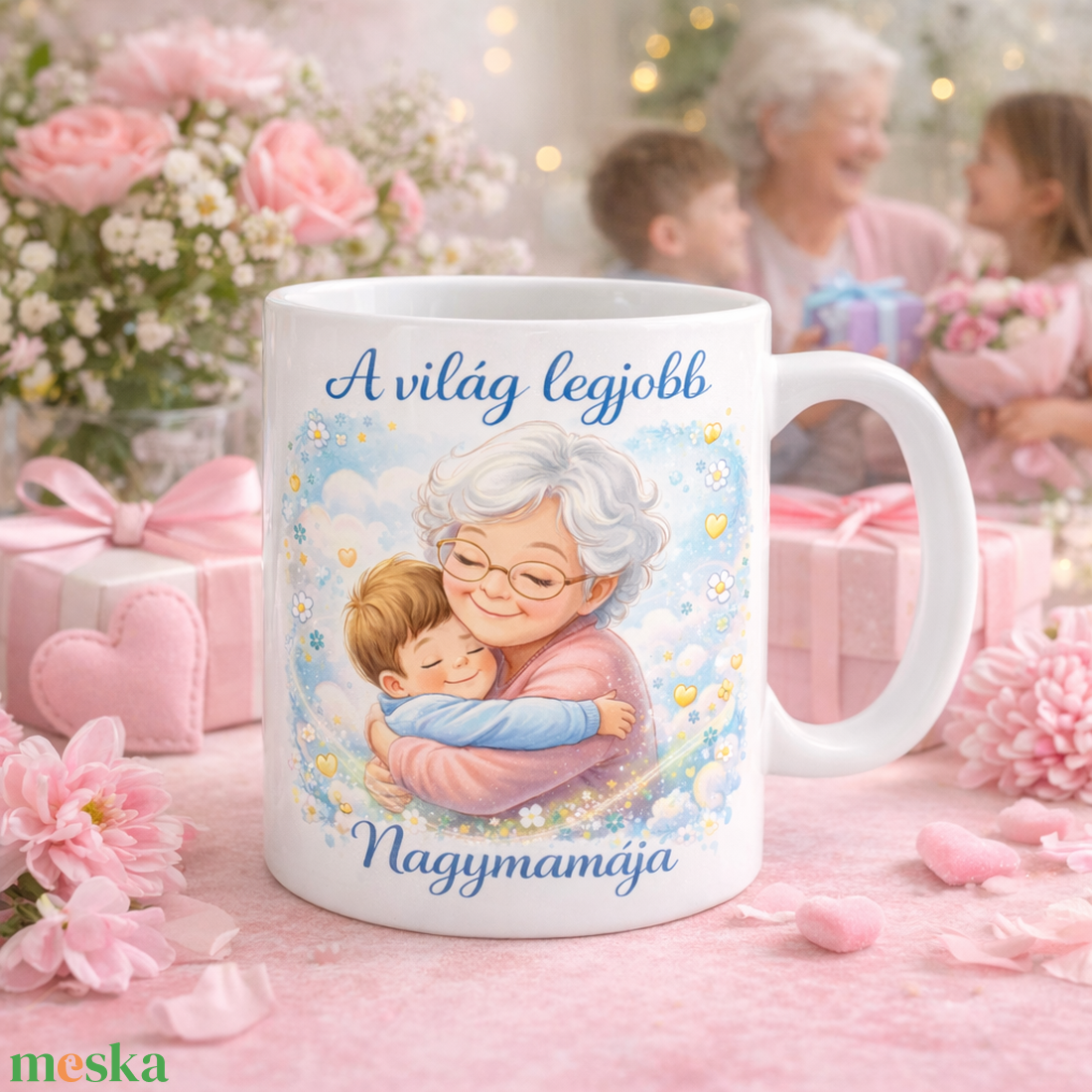 A világ legjobb nagymamája bögre � Anyák napi ajándék nagymamának, egyedi kerámia bögre ünnepi grafikával - otthon & életmód - konyhafelszerelés, tálalás - tálalás - bögre & csésze - Meska.hu