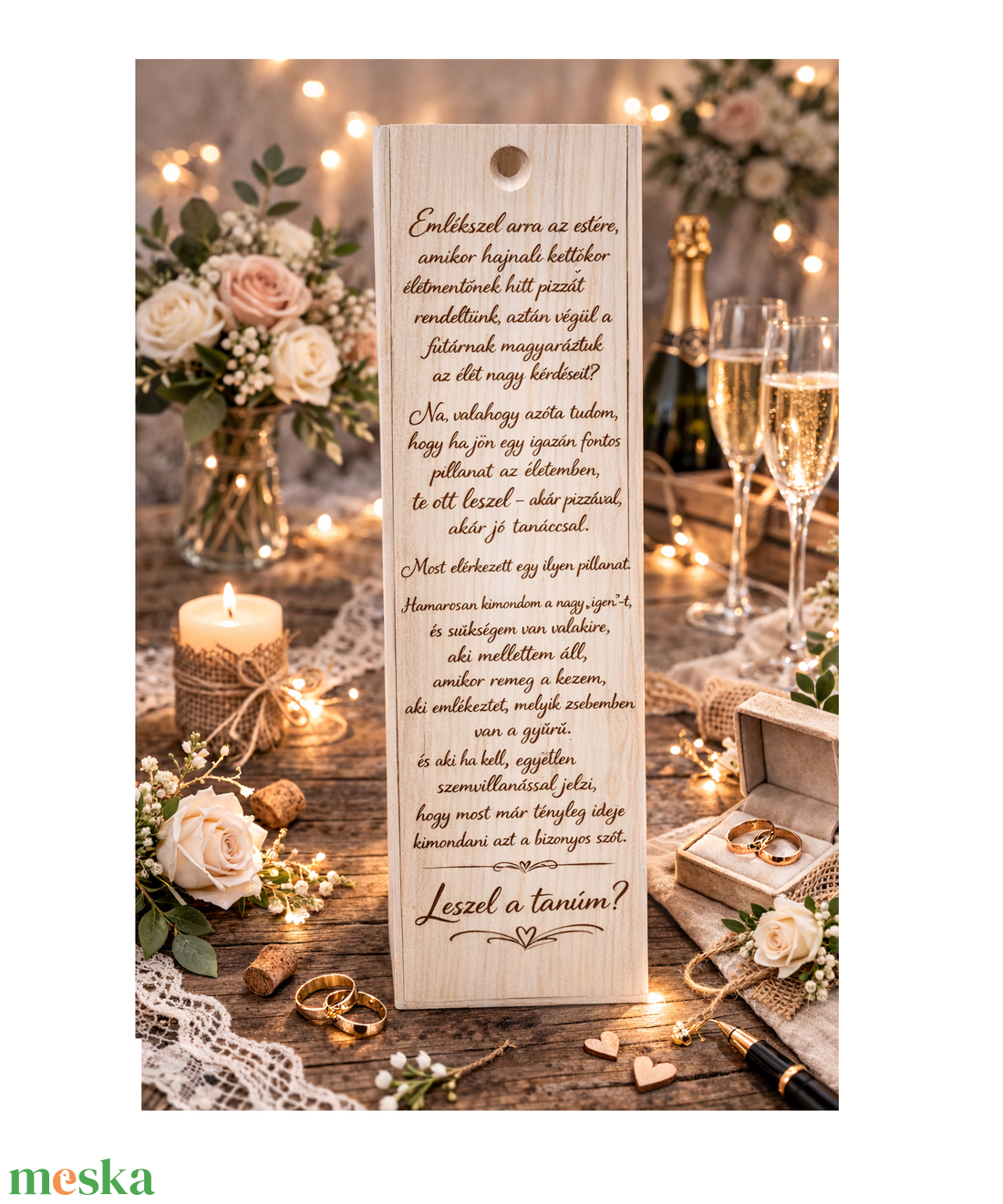 Gravírozott tanú felkérő borosdoboz + gravírozott bor  � Leszel a tanúm? egyedi, humoros szöveggel - esküvő - meghívó & kártya - tanú felkérő - Meska.hu