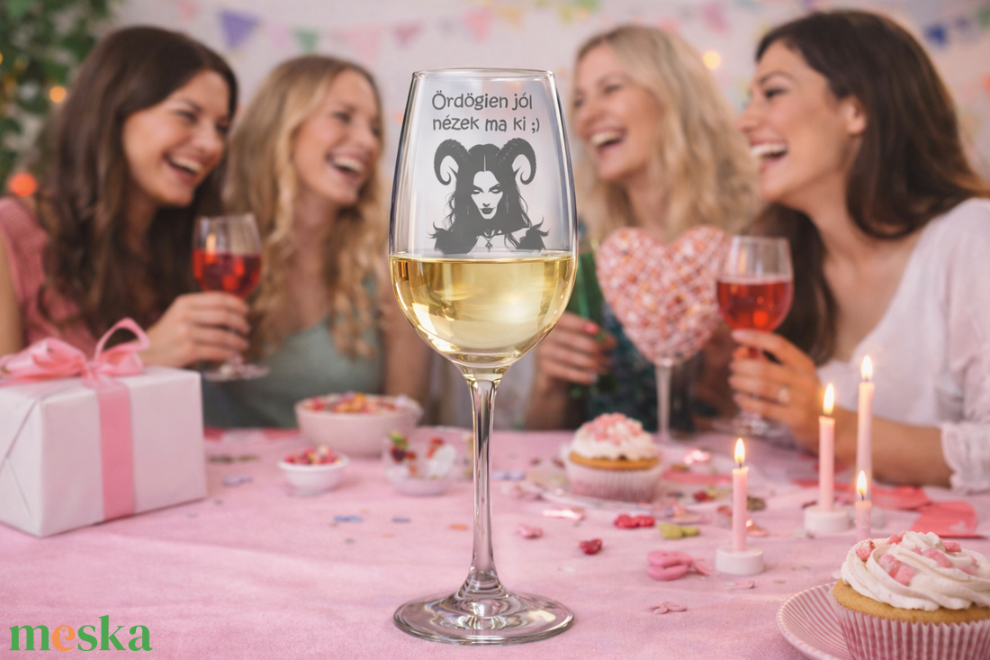 Ördögien jól nézek ma ki! � Gravírozott borospohár - otthon & életmód - konyhafelszerelés, tálalás - tálalás - boros poharak, szettek - Meska.hu