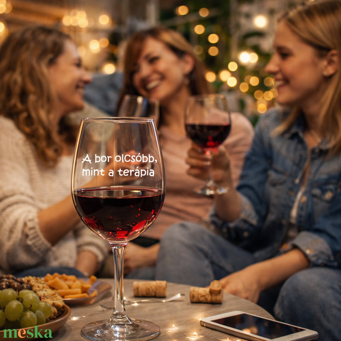 A bor olcsóbb, mint a terápia � Gravírozott borospohár - otthon & életmód - konyhafelszerelés, tálalás - tálalás - boros poharak, szettek - Meska.hu