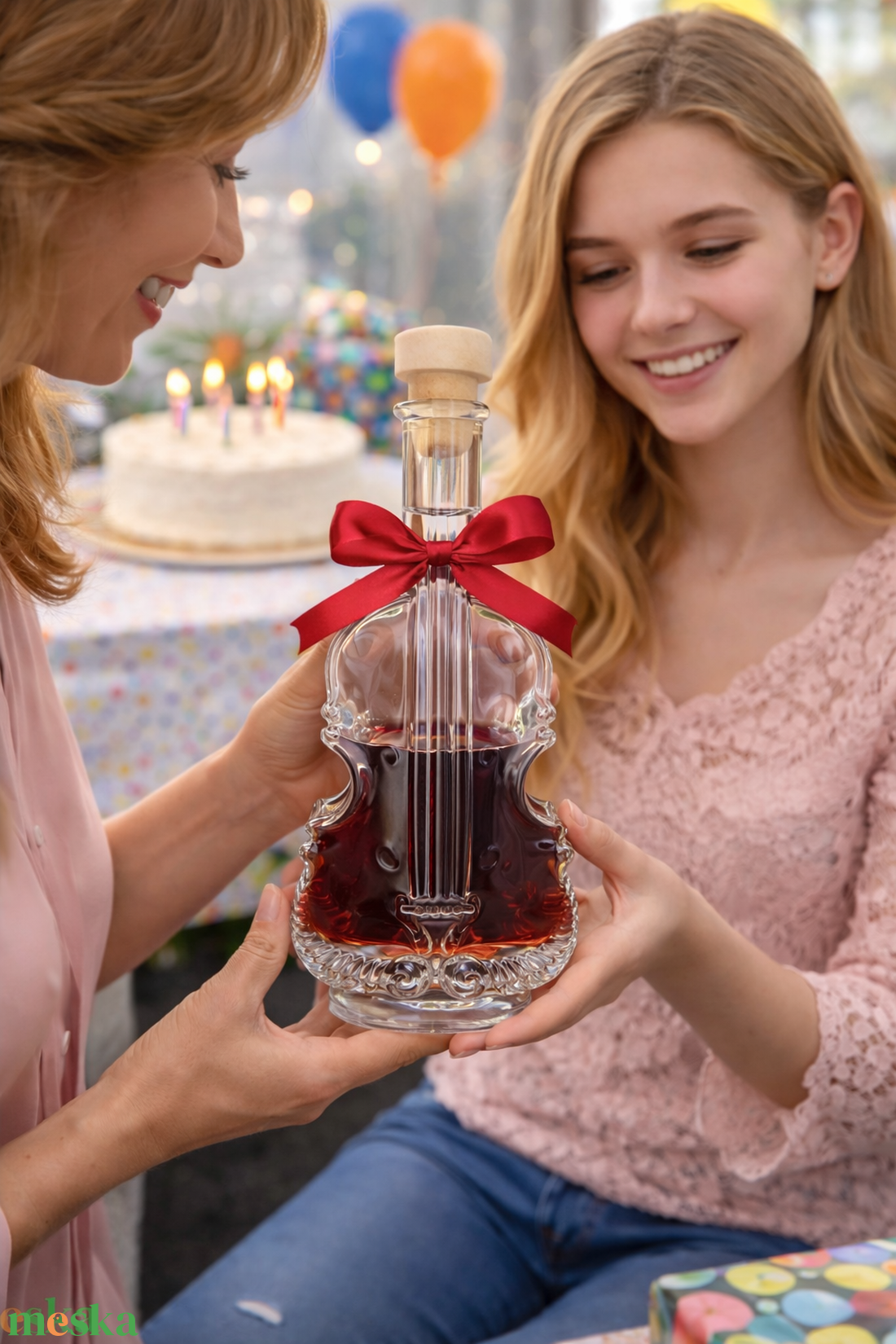 Hegedű alakú díszüveg palack saját felirattal - otthon & életmód - dekoráció - asztal és polc dekoráció - díszüveg - Meska.hu