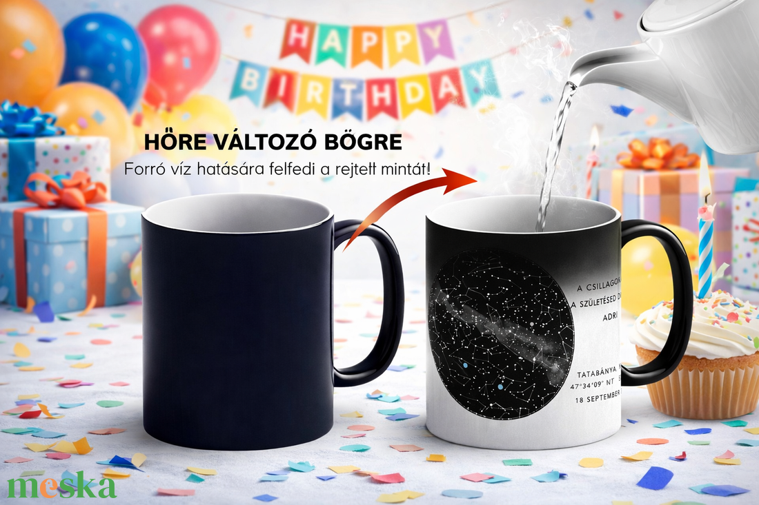 Egyedi csillagtérképes, hőre változó bögre � személyre szabható ajándék különleges alkalmakra - otthon & életmód - konyhafelszerelés, tálalás - tálalás - bögre & csésze - Meska.hu