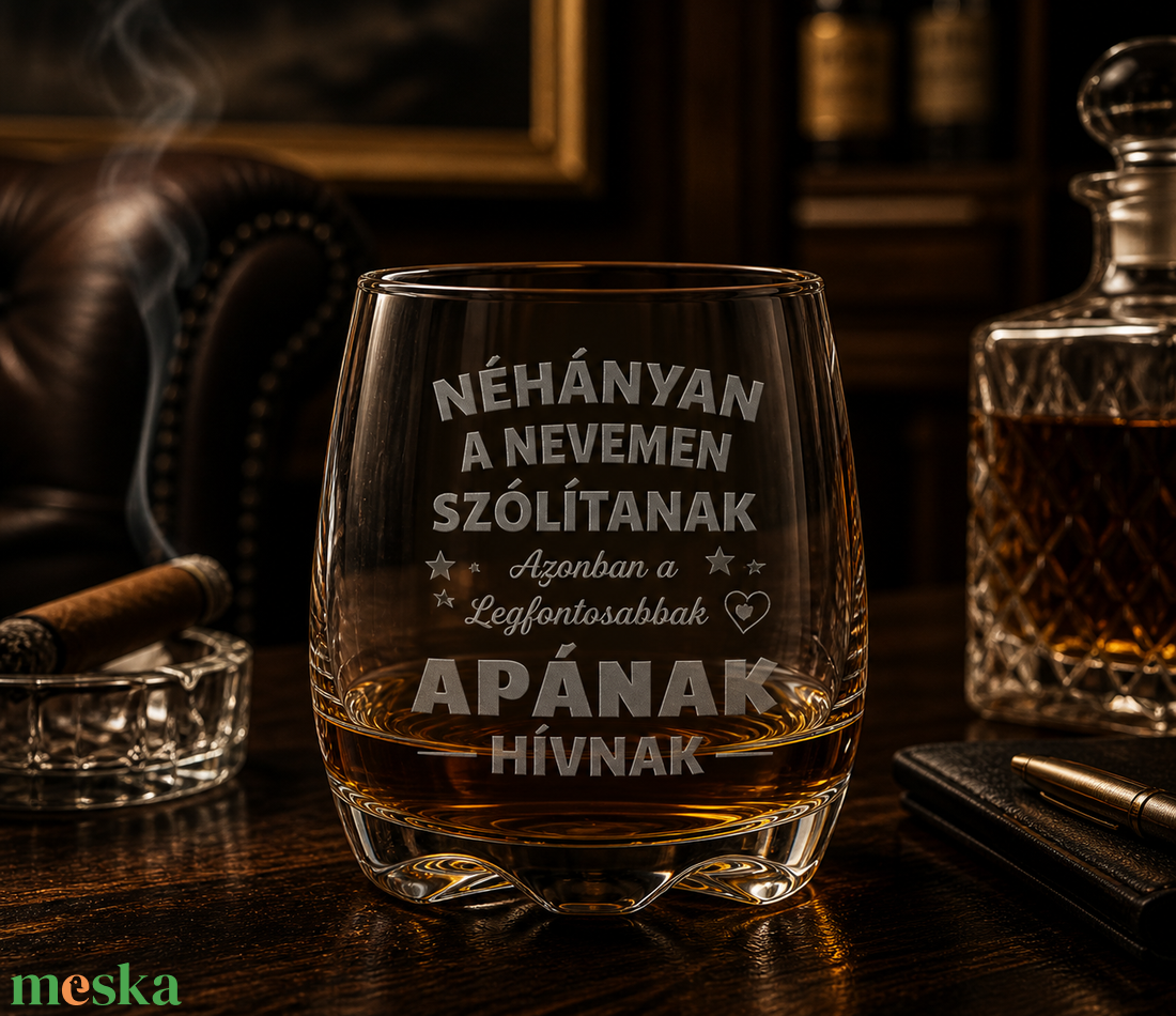 Gravírozott whiskys pohár apák napjára - otthon & életmód - konyhafelszerelés, tálalás - tálalás - pohár - Meska.hu