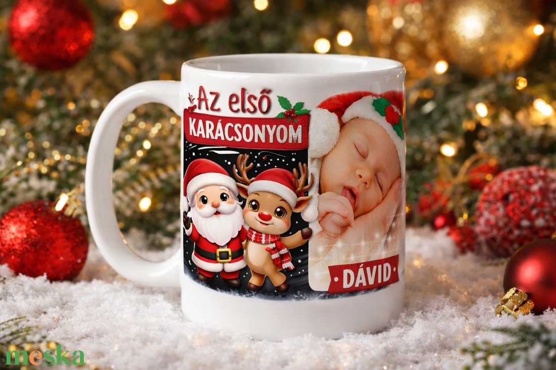 Első Karácsonyom Fényképes Bögre � Egyedi Babás Karácsonyi Ajándék Névvel - otthon & életmód - konyhafelszerelés, tálalás - tálalás - bögre & csésze - Meska.hu