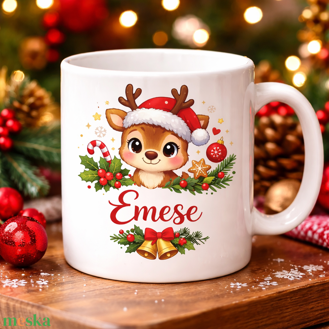 Karácsonyi Őzikés, Névre Szóló Bögre � Egyedi Karácsonyi Ajándék - otthon & életmód - konyhafelszerelés, tálalás - tálalás - bögre & csésze - Meska.hu