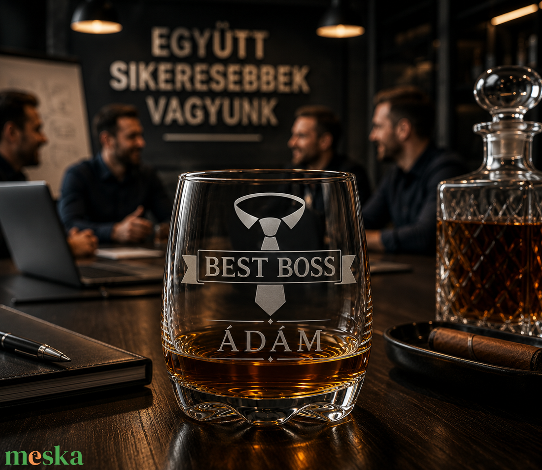Best Boss whisky pohár � gravírozott, névre szóló ajándék főnöknek - otthon & életmód - konyhafelszerelés, tálalás - tálalás - pohár - Meska.hu