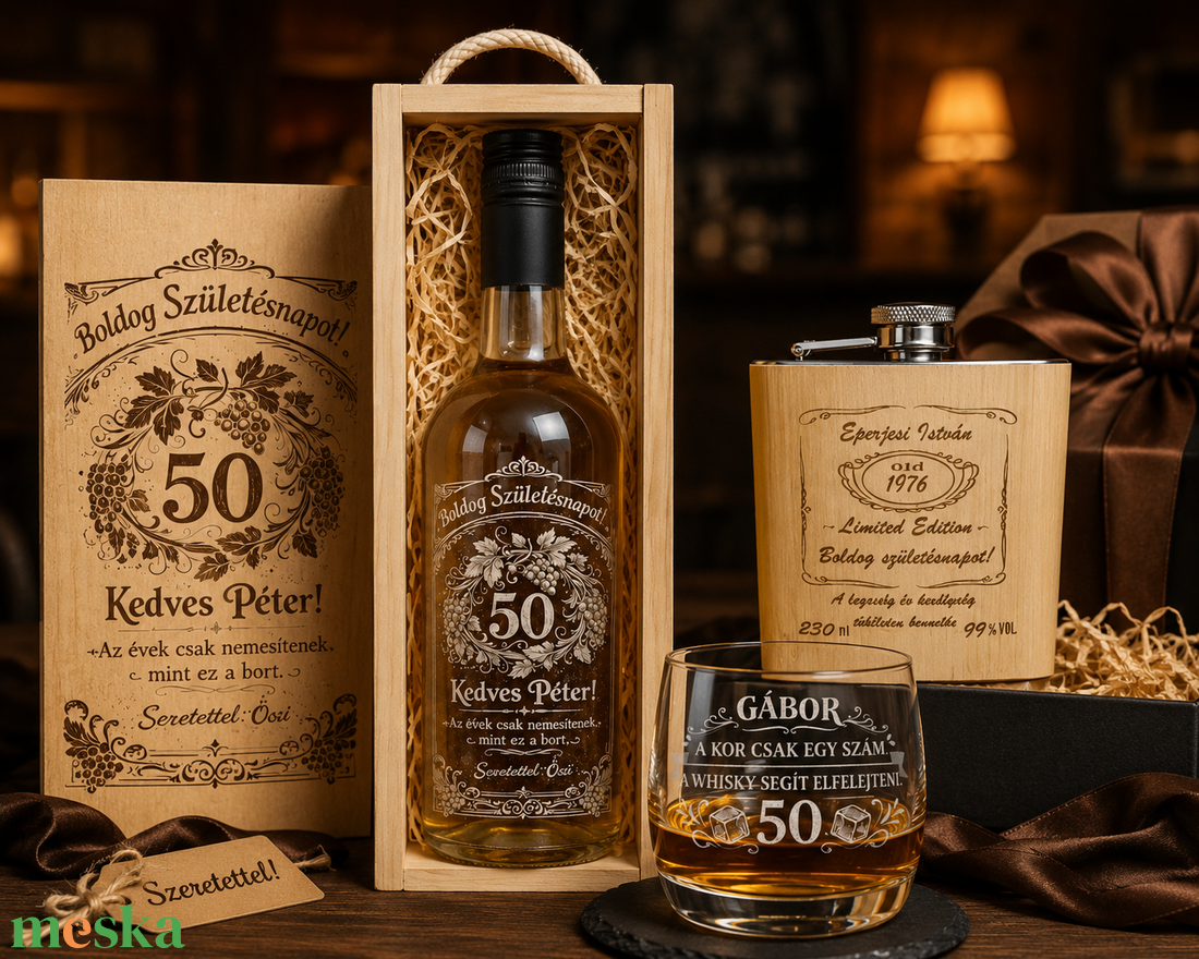 Születésnapi gravírozott ajándékcsomag - élelmiszer - alkoholos italok - Meska.hu
