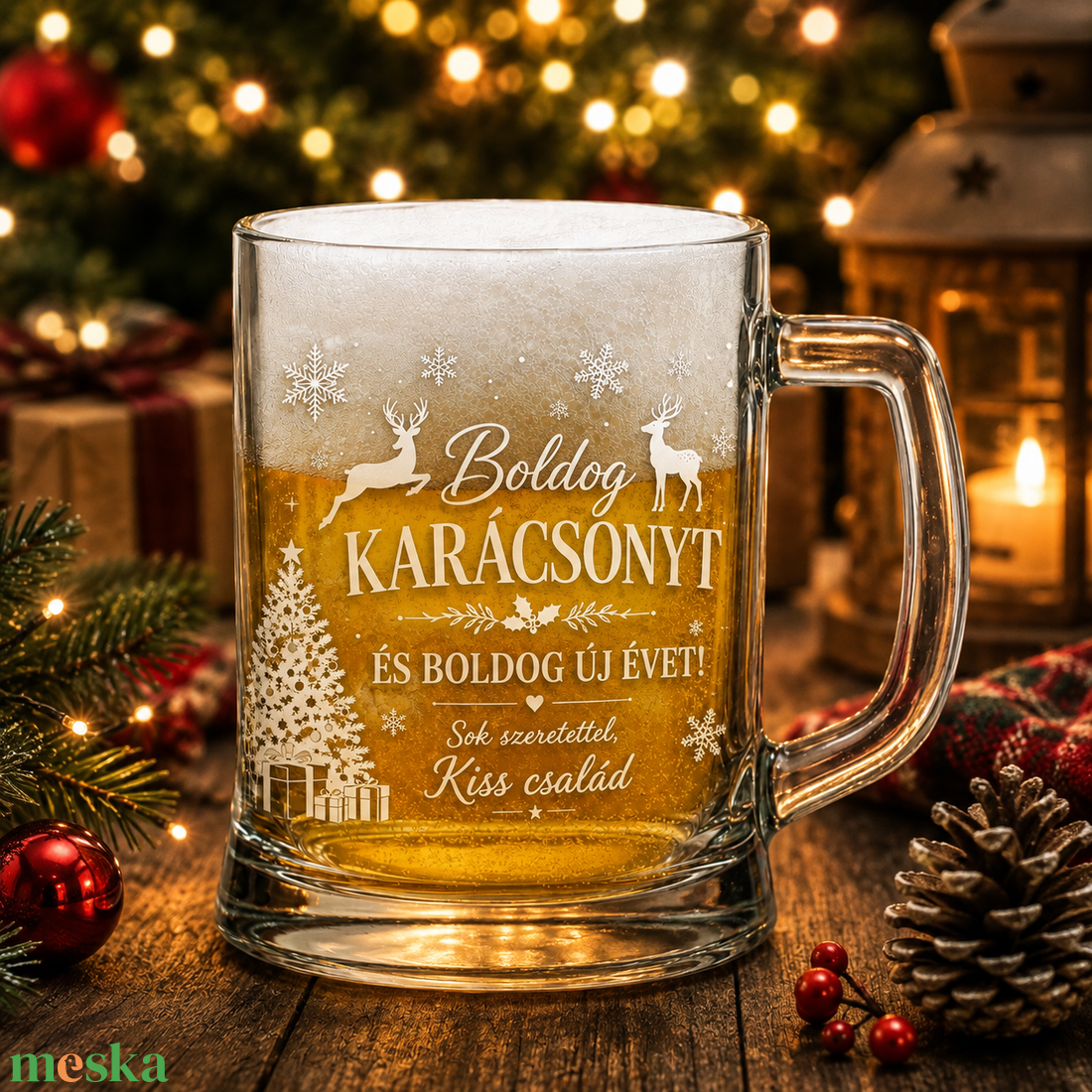 Gravírozott karácsonyi söröskorsó � névre szóló karácsonyi ajándék - otthon & életmód - konyhafelszerelés, tálalás - tálalás - sörös pohár és korsó - Meska.hu