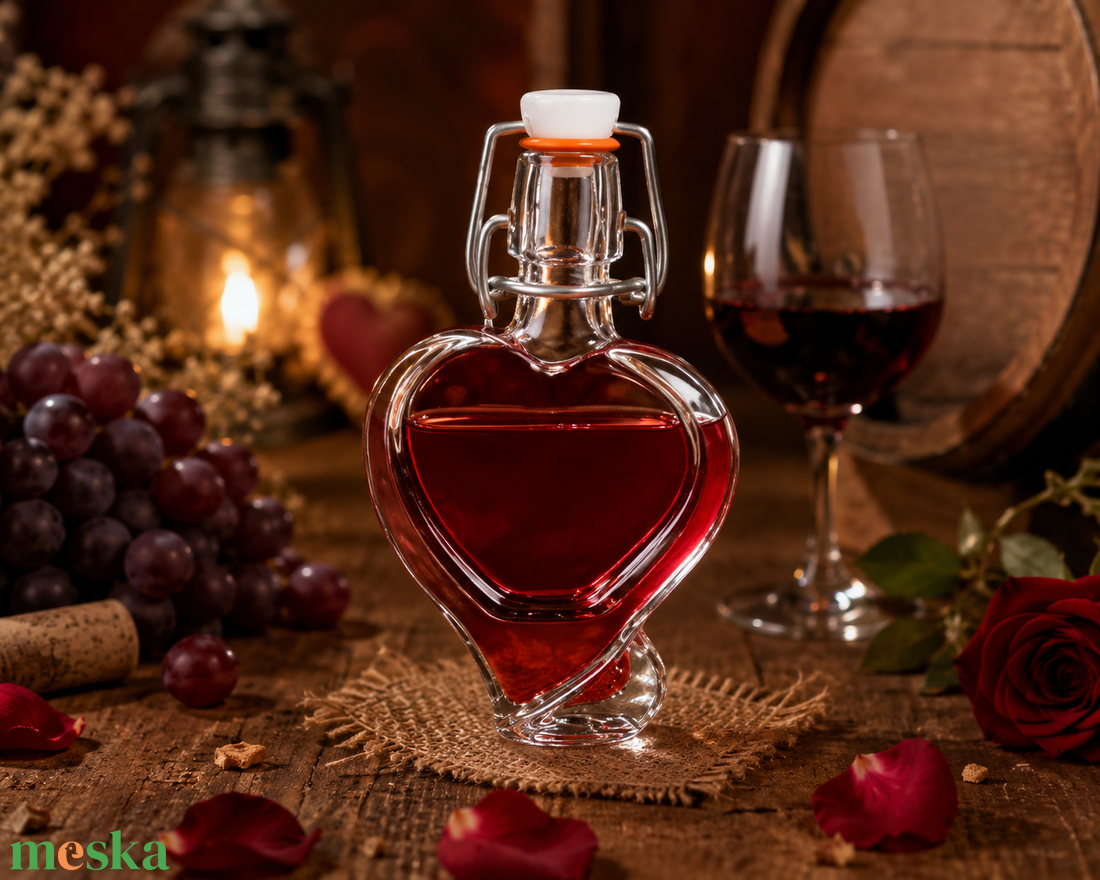 Szív alakú boros díszüveg � romantikus ajándék szerelmeseknek - otthon & életmód - dekoráció - asztal és polc dekoráció - díszüveg - Meska.hu