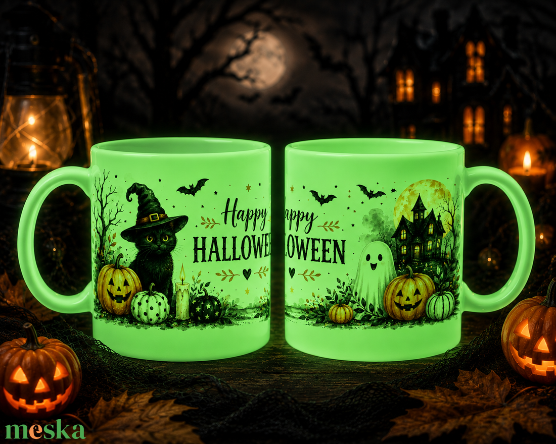 FLUORESZKÁLÓ HALLOWEEN BÖGRE � egy bögre, ami sötétben életre kel! - otthon & életmód - konyhafelszerelés, tálalás - tálalás - bögre & csésze - Meska.hu