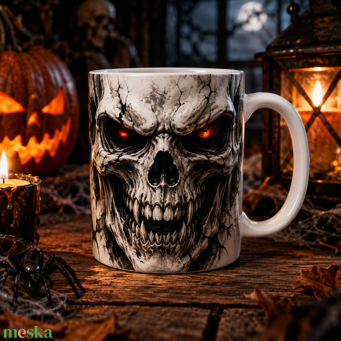 Félelmetes koponyás Halloween bögre - otthon & életmód - konyhafelszerelés, tálalás - tálalás - bögre & csésze - Meska.hu