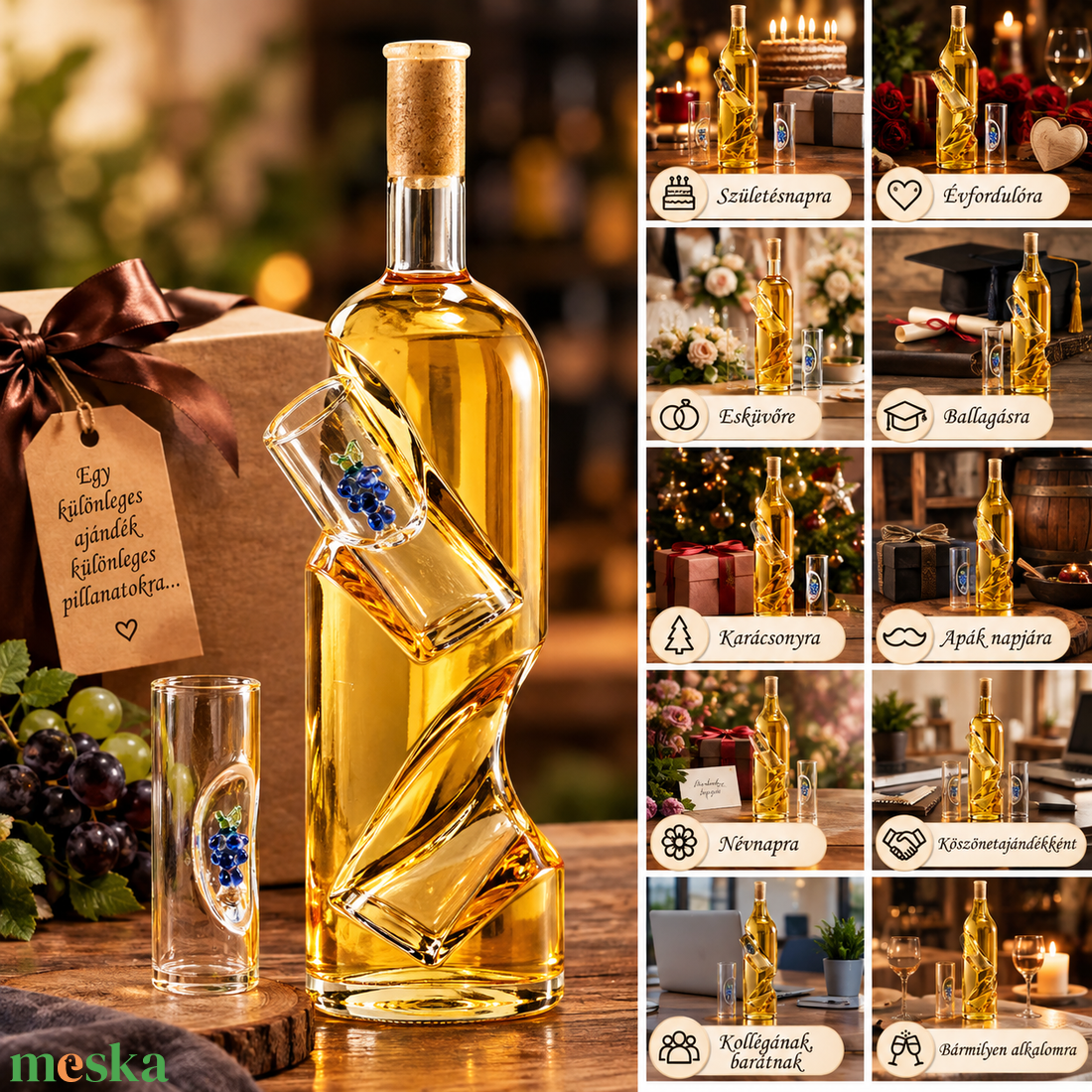 Különleges díszüveges bor � elegáns ajándék több alkalomra - élelmiszer - alkoholos italok - Meska.hu