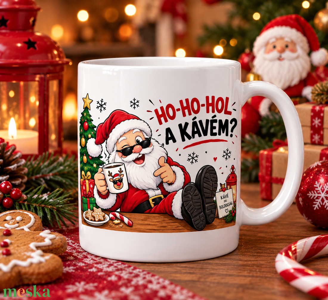 HO-HO-HOL A KÁVÉM? � Vicces Mikulásos kerámiabögre felnőtteknek - otthon & életmód - konyhafelszerelés, tálalás - tálalás - bögre & csésze - Meska.hu