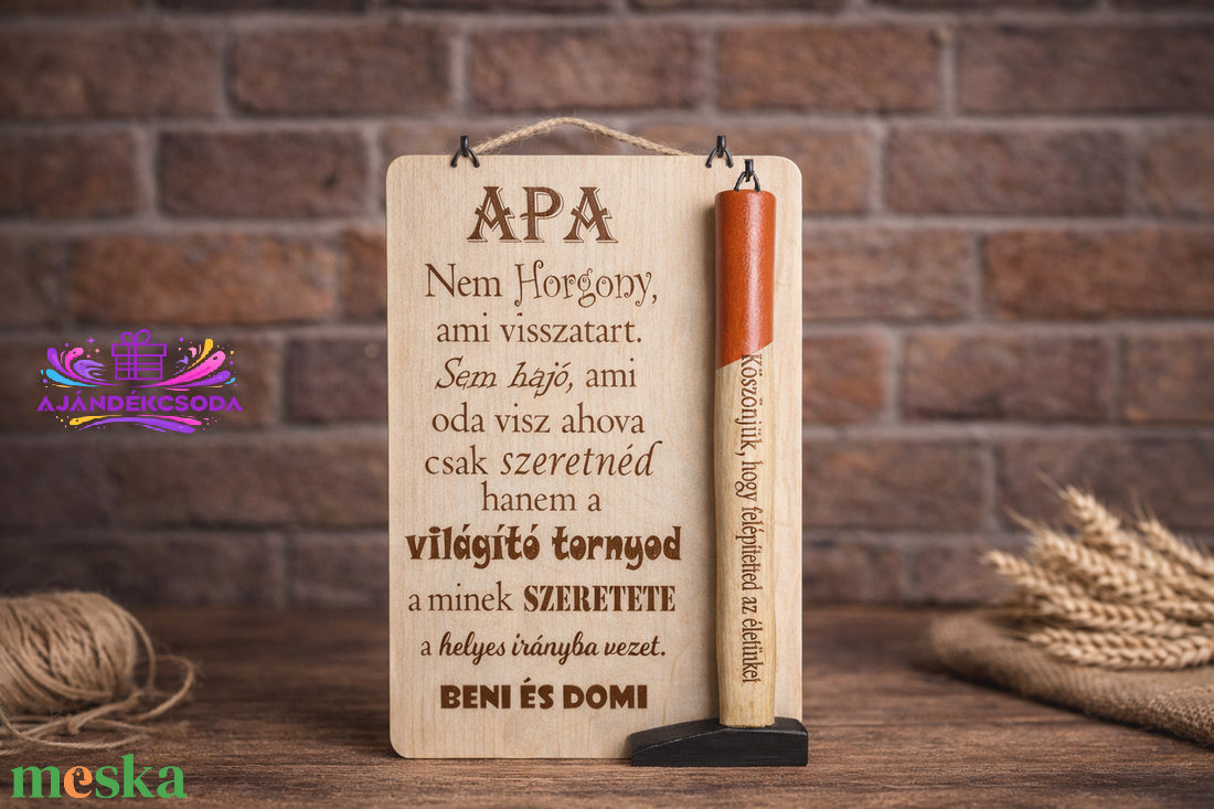 Egyedi ajándék Apáknak � gravírozott fa tábla  kalapáccsal  - otthon & életmód - dekoráció - fali és függő dekoráció - falra akasztható dekor - Meska.hu