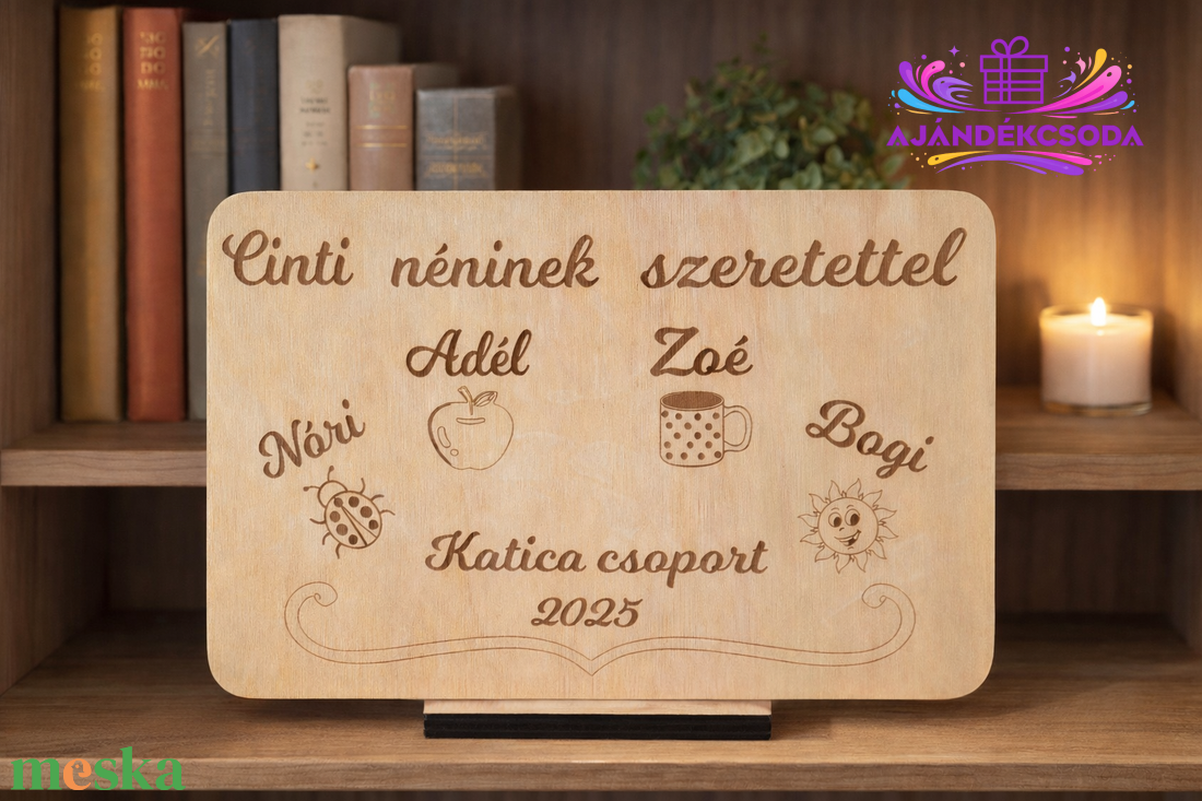 Személyre szabott fa emléktábla óvónéniknek, tanároknak - játék & sport - ovis felszerelés - óvodai jelek - Meska.hu