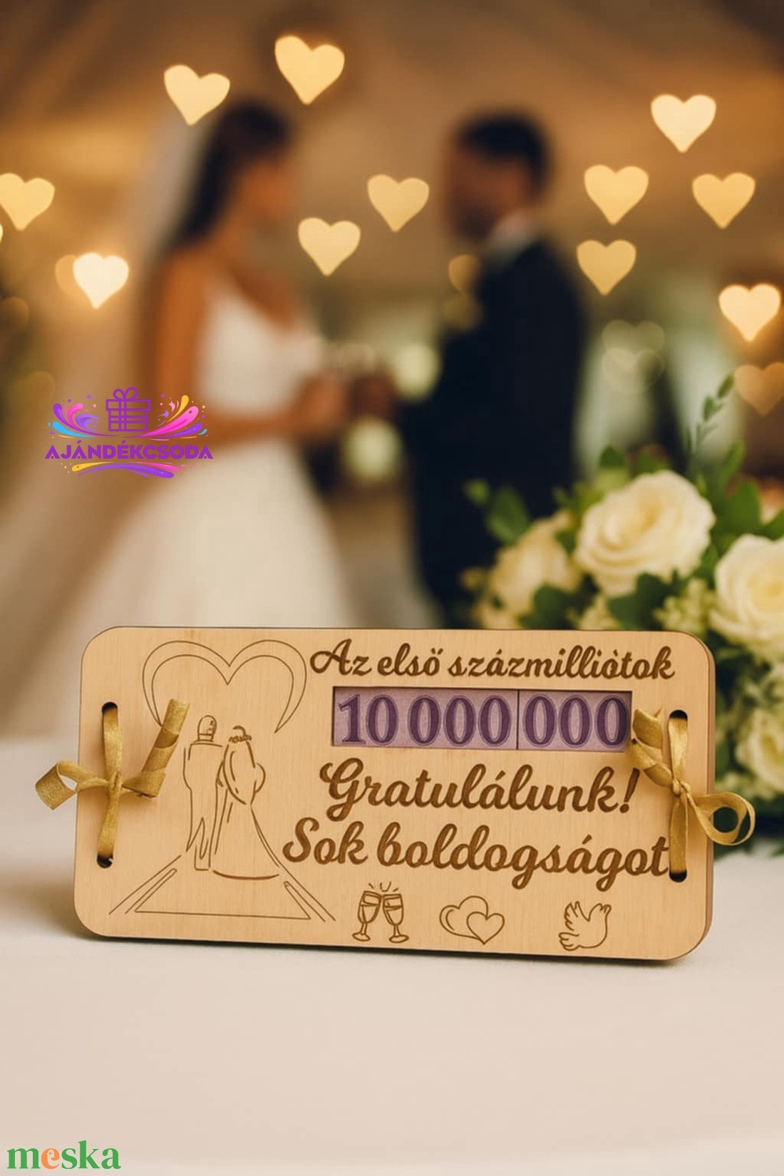 Esküvői  Pénz átadó ajándéktábla - esküvő - emlék & ajándék - nászajándék - esküvői pénzátadó doboz - Meska.hu