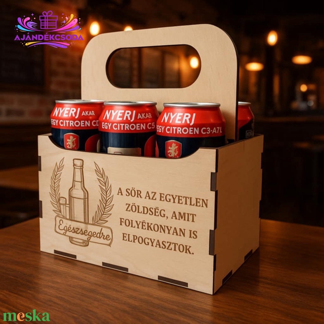 Sörösdoboz tartó fa rekesz � egyedi, gravírozott ajándék - otthon & életmód - konyhafelszerelés, tálalás - italos kellékek - sörtartó - Meska.hu