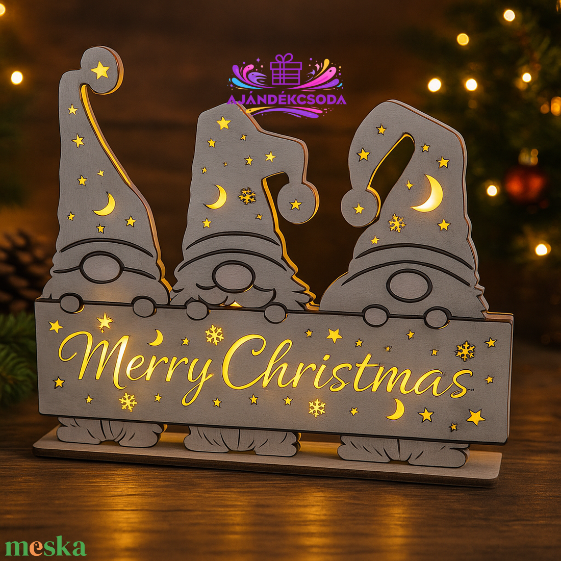 Karácsonyi világitós manós dekoráció - karácsony - karácsonyi lakásdekoráció - karácsonyfadíszek - Meska.hu