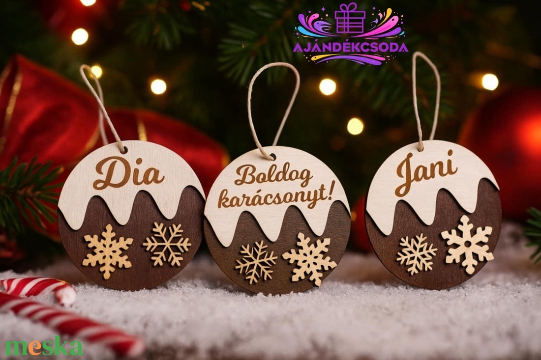  Egyedi névre szóló karácsonyfadísz � természetes fa, duplarétegű kivitelben!  - karácsony - karácsonyi lakásdekoráció - karácsonyfadíszek - Meska.hu
