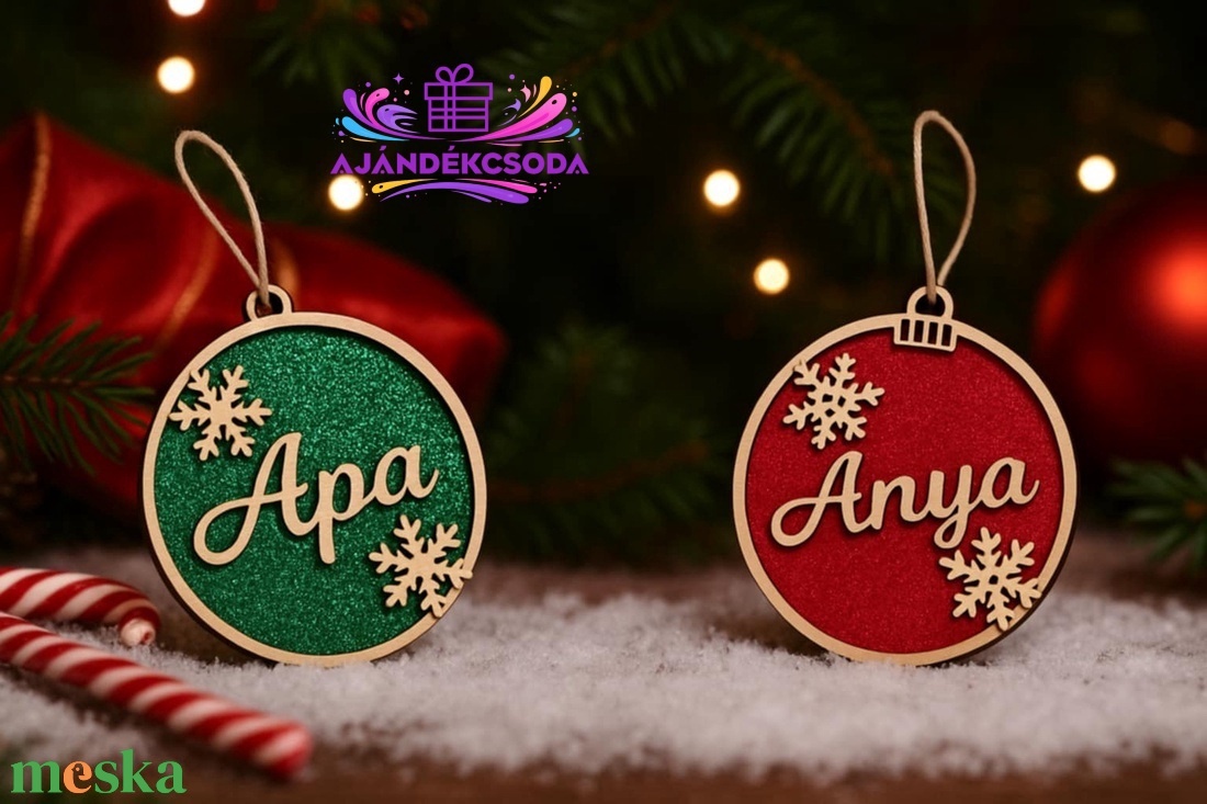  Egyedi névre szóló karácsonyfadísz � természetes fa, duplarétegű kivitelben!  - karácsony - karácsonyi lakásdekoráció - karácsonyfadíszek - Meska.hu