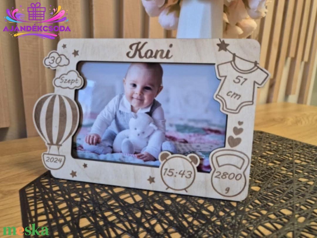 Személyre szabott fa babaemlék képkeret  � egyedi ajándék  - otthon & életmód - dekoráció - kép & falikép - képkeret - Meska.hu