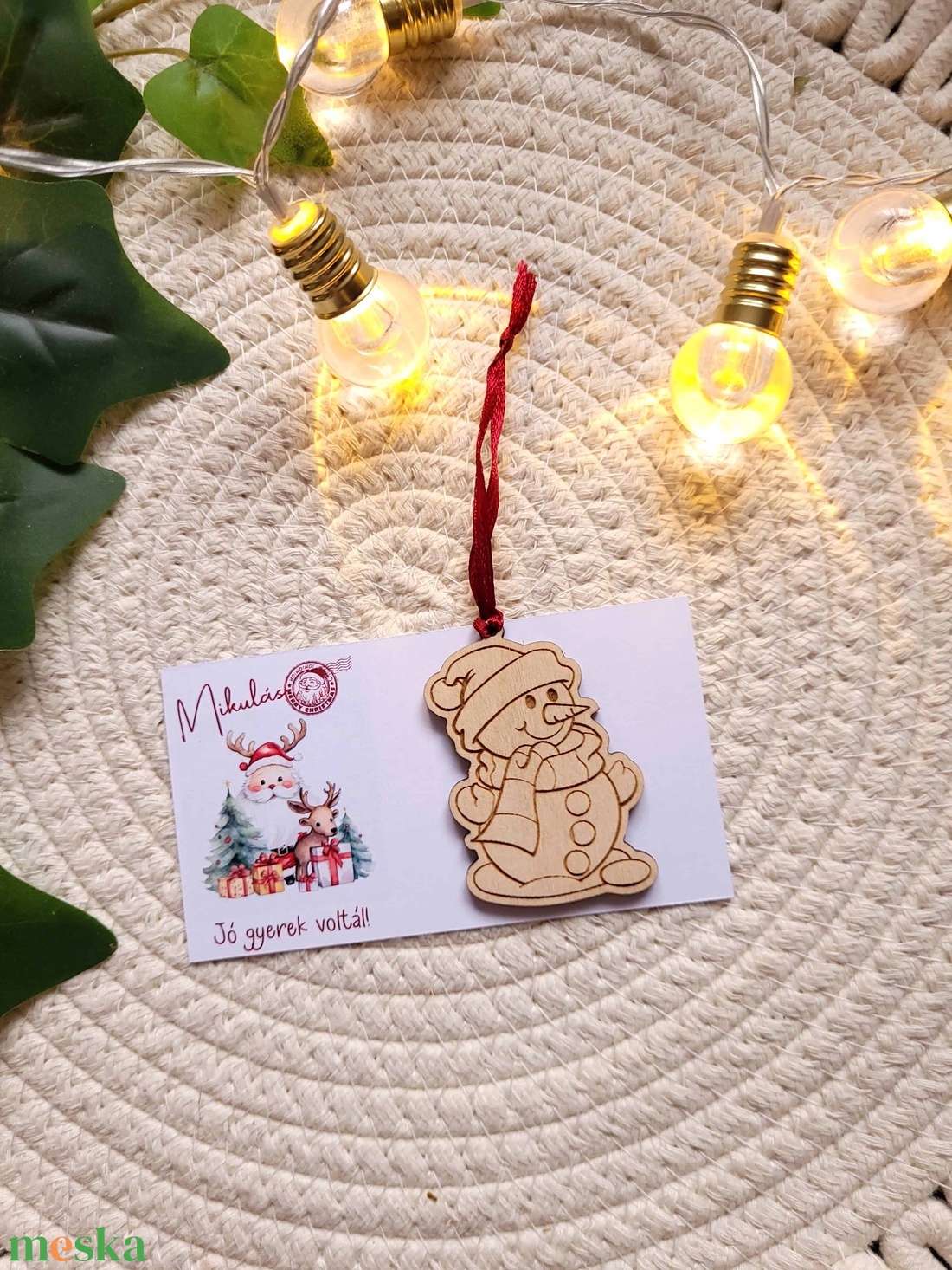 Karácsonyfadísz - színezhető, hóember mintával - karácsony - mikulás - mikulás ajándékok - Meska.hu