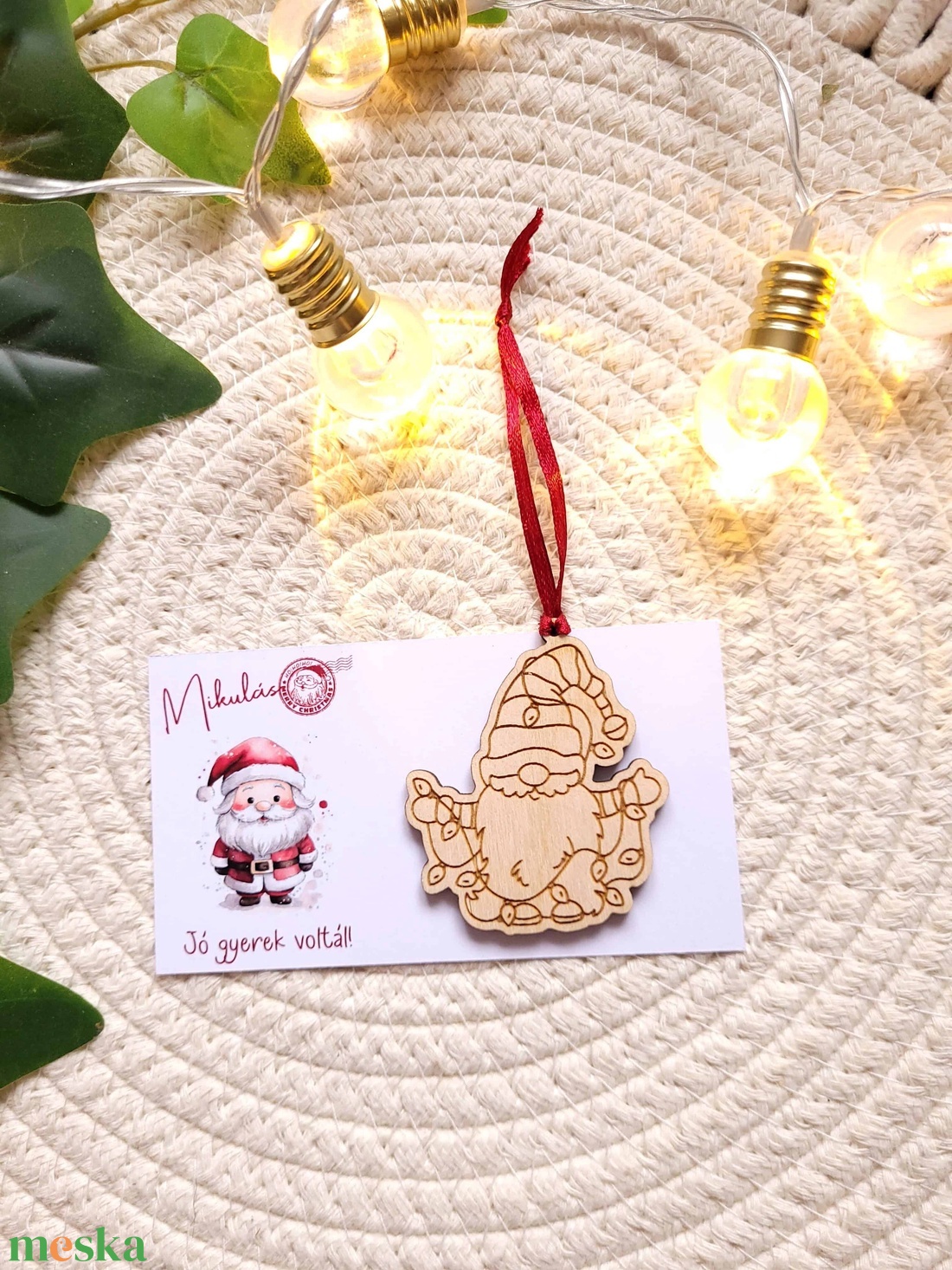 Karácsonyfadísz - színezhető, manó mintával - karácsony - mikulás - mikulás ajándékok - Meska.hu