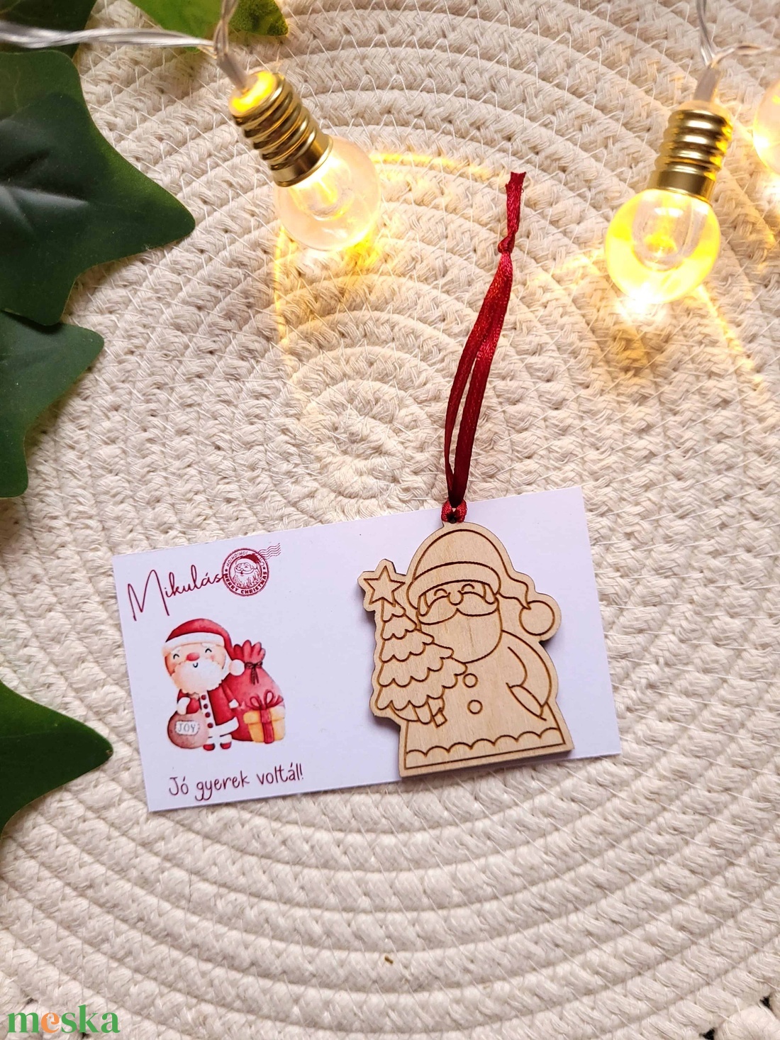 Karácsonyfadísz - színezhető, Mikulás mintával - karácsony - mikulás - mikulás ajándékok - Meska.hu