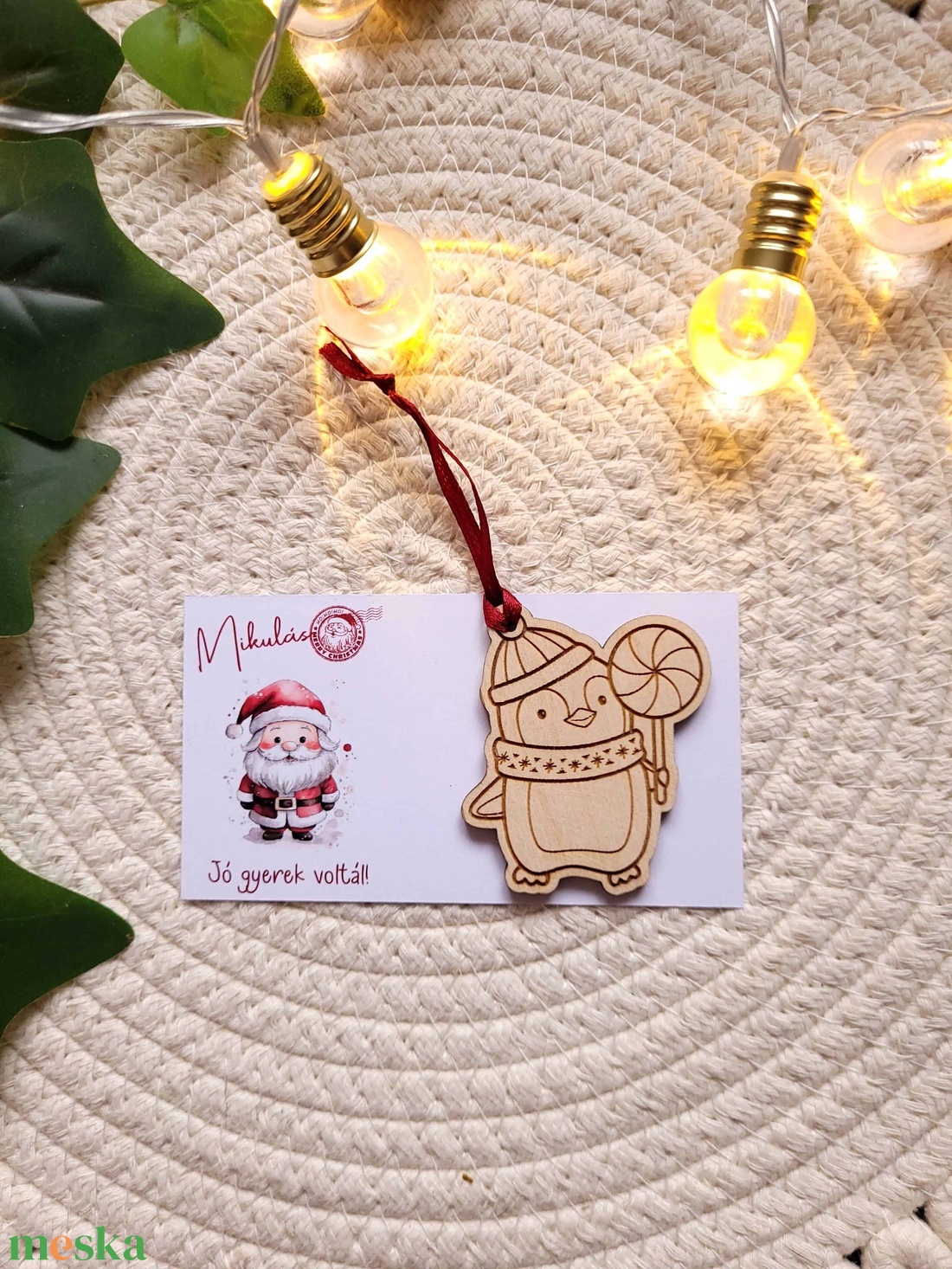 Karácsonyfadísz - színezhető, pingvin mintával - karácsony - mikulás - mikulás ajándékok - Meska.hu