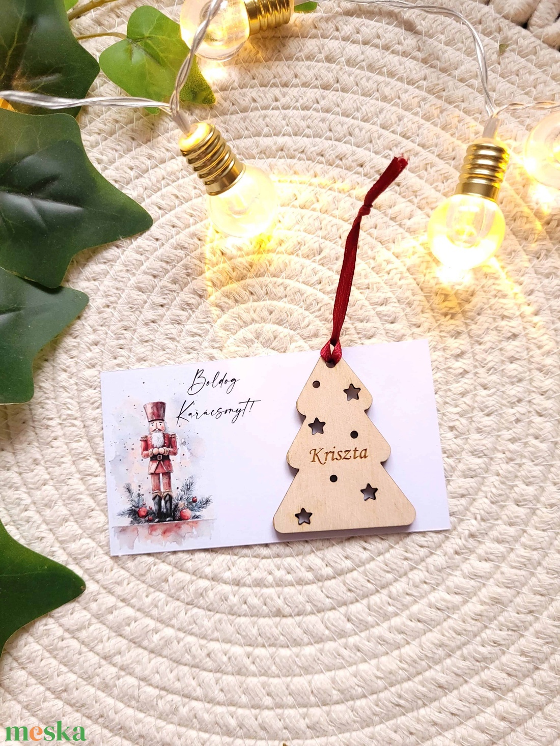 Karácsonyfadísz - kártyával, karácsonyfa minta - karácsony - karácsonyi lakásdekoráció - karácsonyfadíszek - Meska.hu