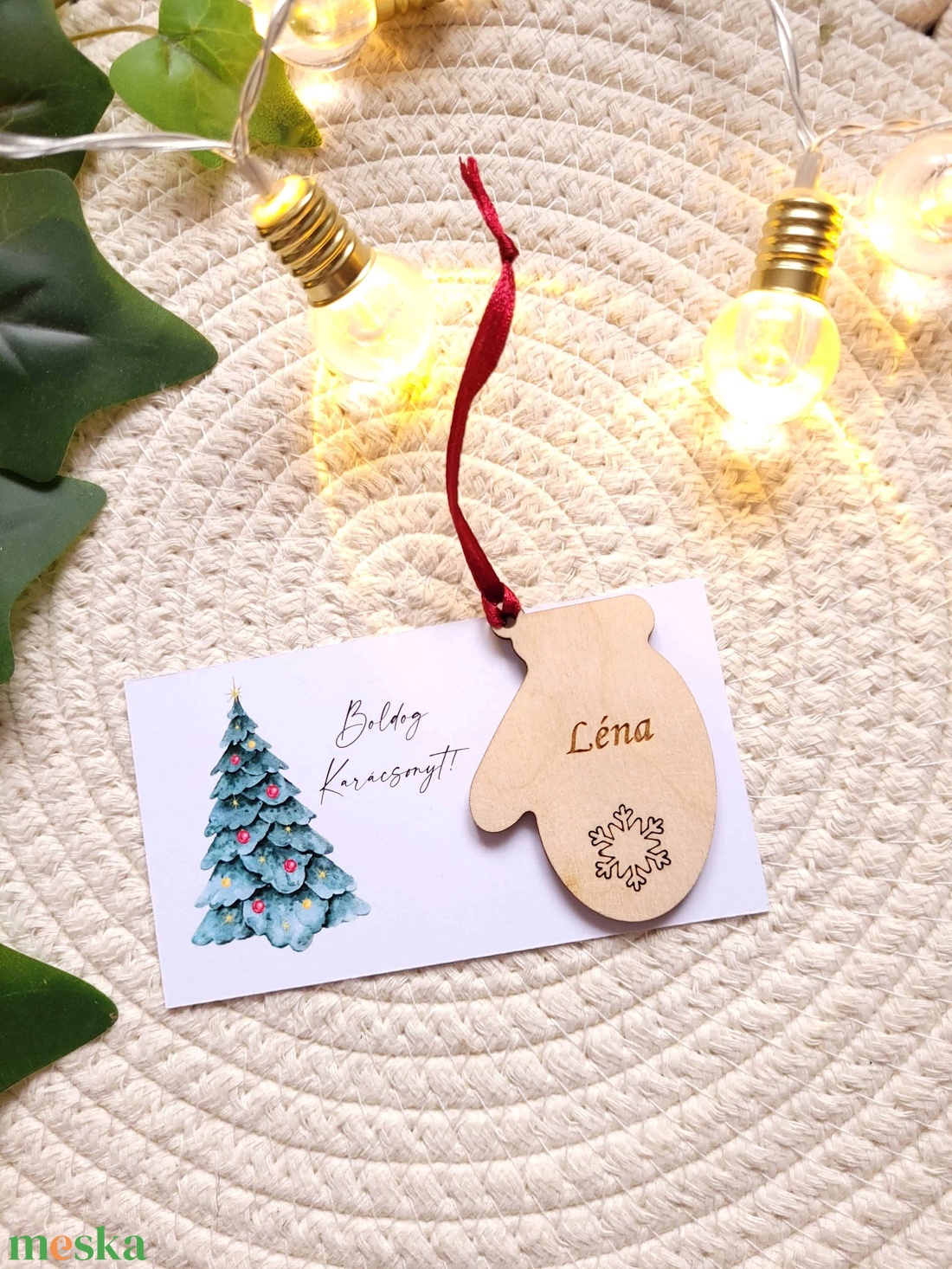 Karácsonyfadísz kísérőkártyával - kesztyű - karácsony - karácsonyi lakásdekoráció - karácsonyfadíszek - Meska.hu