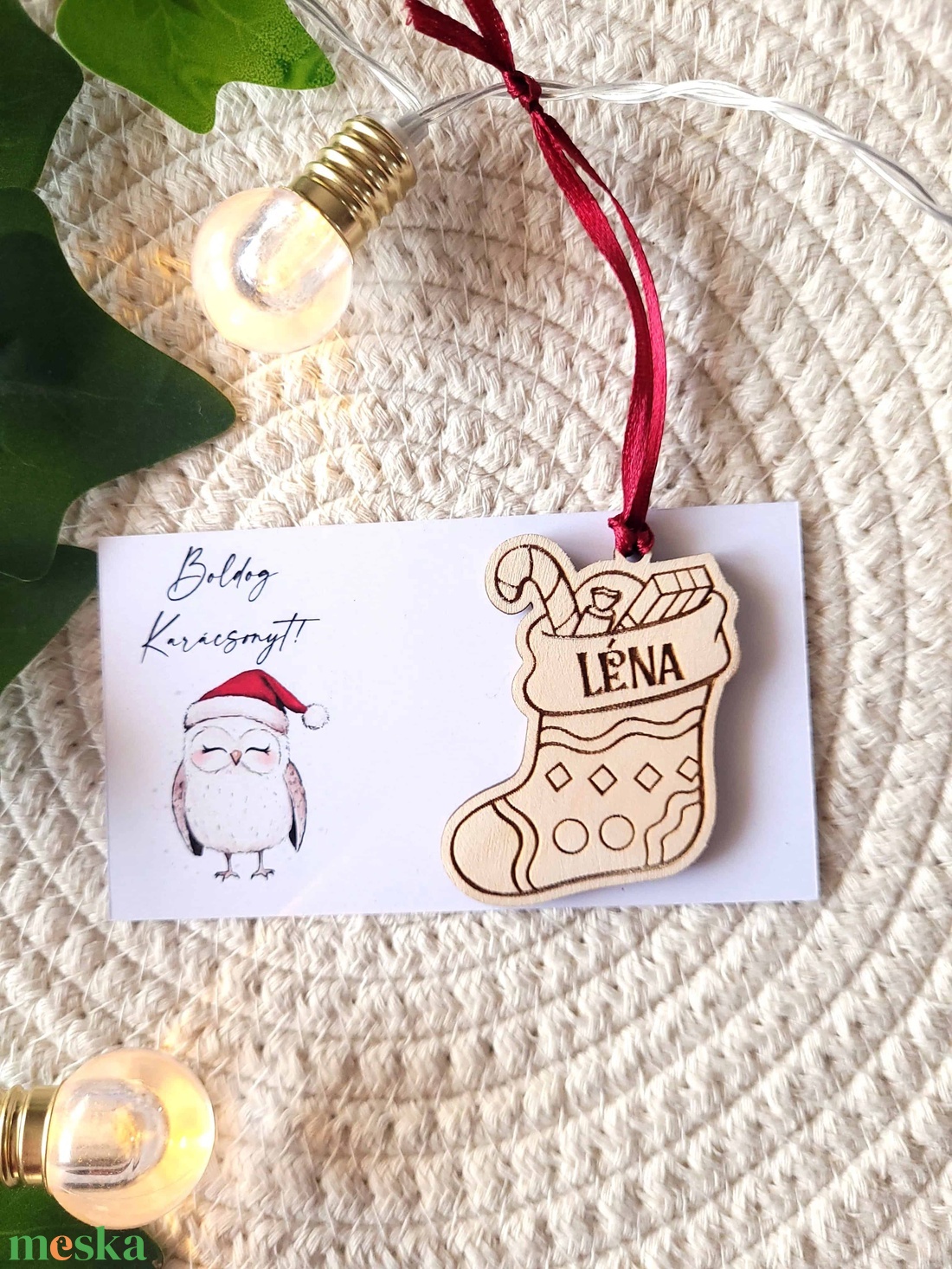 Karácsonyfadísz kísérőkártyával - csizma - karácsony - karácsonyi lakásdekoráció - karácsonyfadíszek - Meska.hu