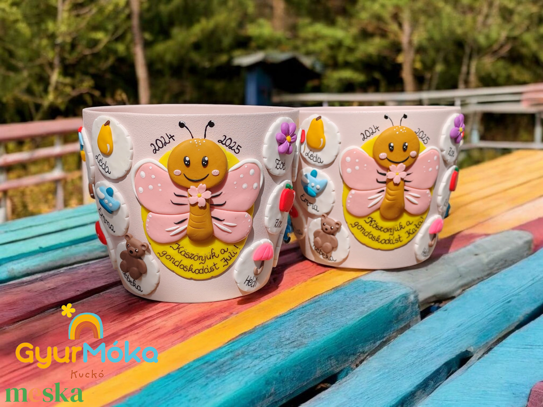 Ballagási kaspó - Pillangó csoport - otthon & életmód - dekoráció - virágdísz és tartó - cserép & kaspó - Meska.hu