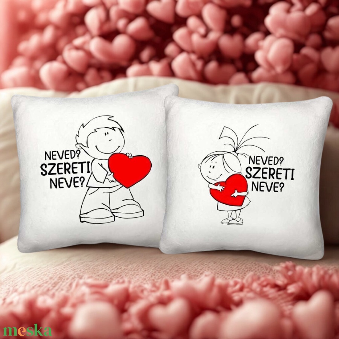Egyedi Valentin-napi plüss párna szett - otthon & életmód - lakástextil - párna & párnahuzat - díszpárna (belsővel együtt) - Meska.hu