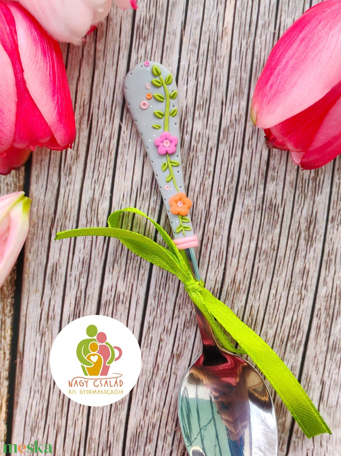 Virágos kanál - otthon & életmód - konyhafelszerelés, tálalás - tálalás - kanál & villa - Meska.hu