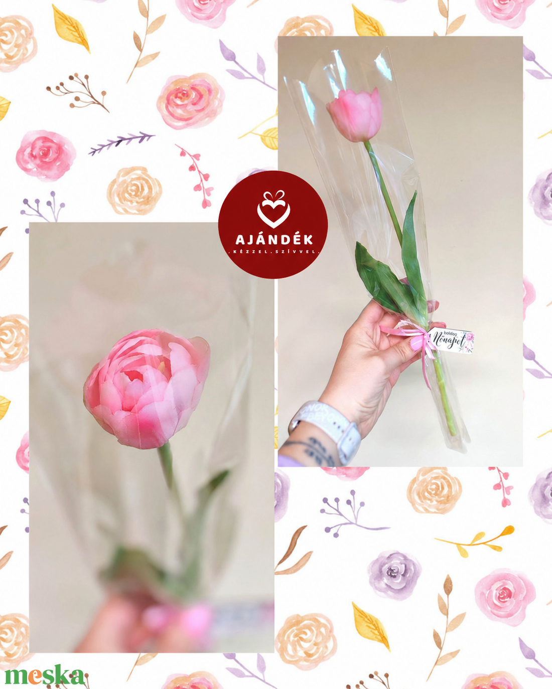 Szálas tulipán celofán csomagolásban  - otthon & életmód - virágdekoráció - virágok - szálas virág - Meska.hu