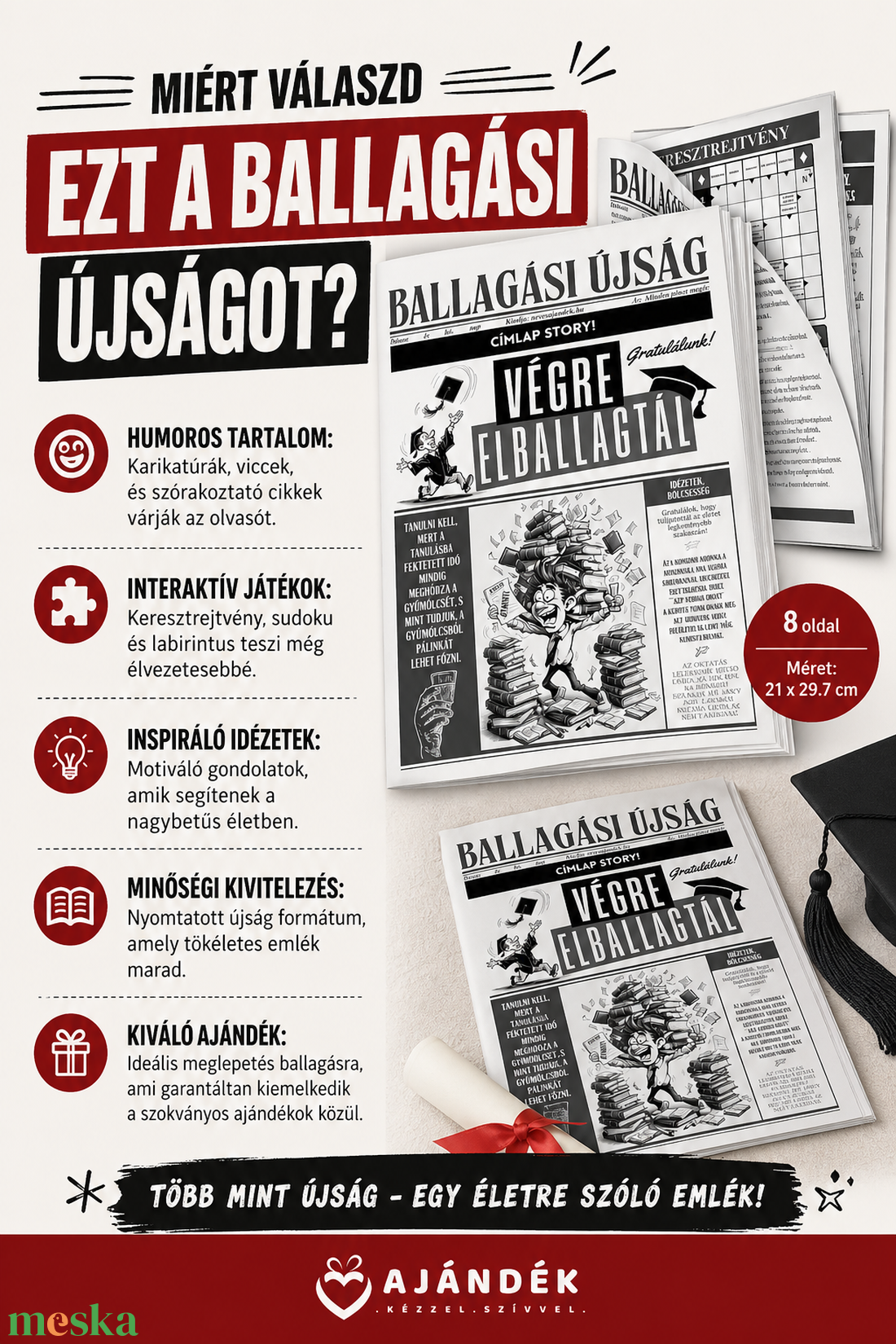 Ballagási Hírek Újság - otthon & életmód - papír, írószer - meghívó - ballagási meghívó - Meska.hu