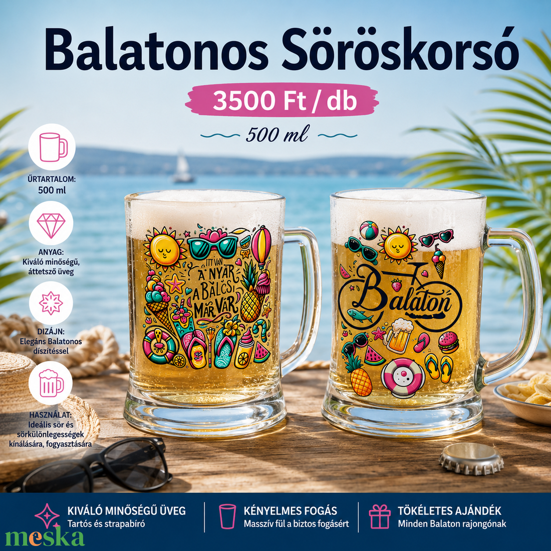 Balatonos Söröskorsó - 500 ml - otthon & életmód - konyhafelszerelés, tálalás - tálalás - sörös pohár és korsó - Meska.hu