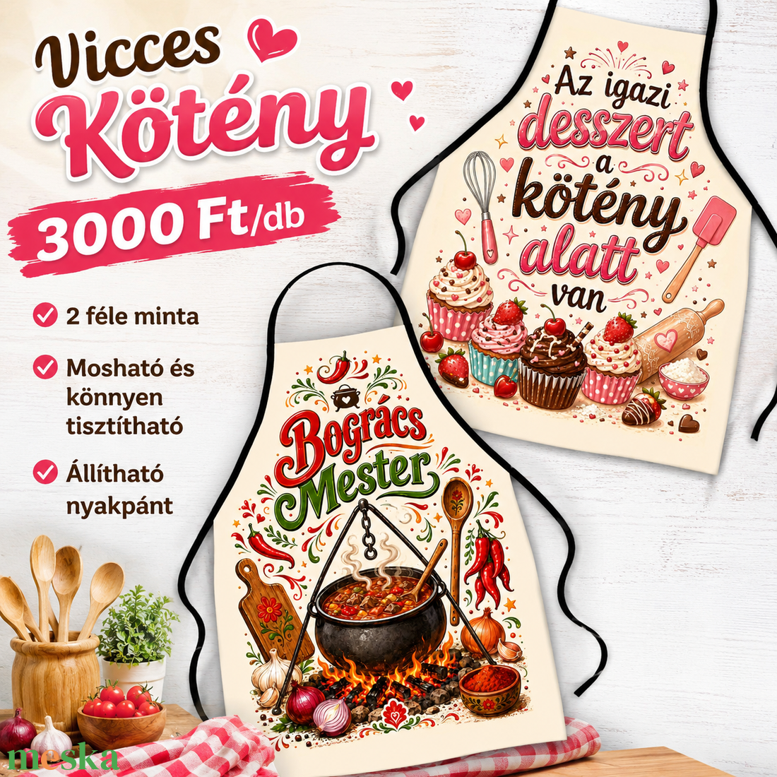Vicces Kötény - otthon & életmód - konyhafelszerelés, tálalás - konyhai textil - kötény - Meska.hu