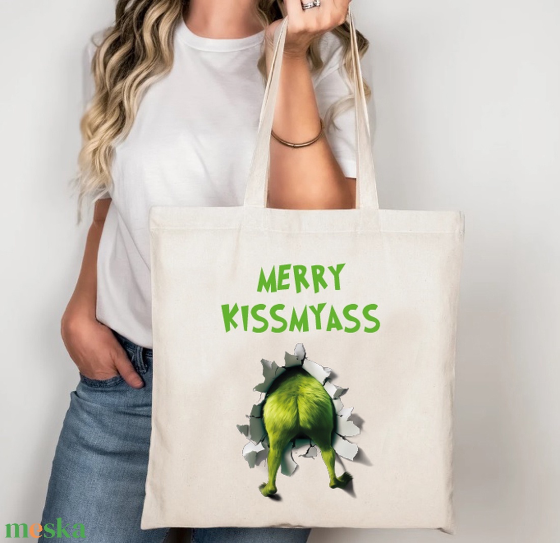 Merry Kissmyass Grinch vászontáska/bevásárlótáska - táska & tok - bevásárlás & shopper táska - shopper, textiltáska, szatyor - Meska.hu Merry Kissmyass Grinch vászontáska/bevásárlótáska - táska & tok - bevásárlás & shopper táska - shopper, textiltáska, szatyor - Meska.hu