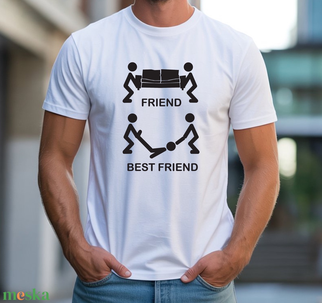 Friend, best friend férfi póló - ruha & divat - férfi ruha - póló - Meska.hu