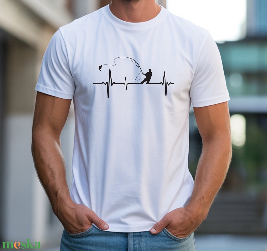 Horgász szívverés póló - ruha & divat - férfi ruha - póló - Meska.hu