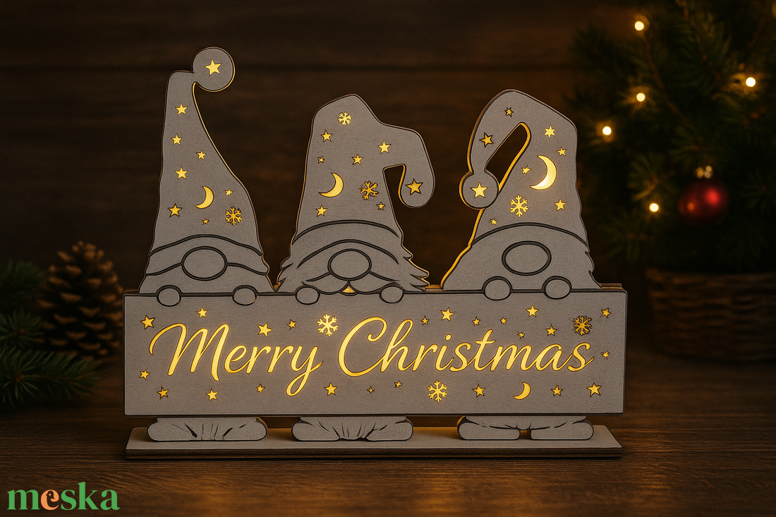 Karácsonyi világitós manós dekoráció - karácsony - karácsonyi lakásdekoráció - karácsonyfadíszek - Meska.hu