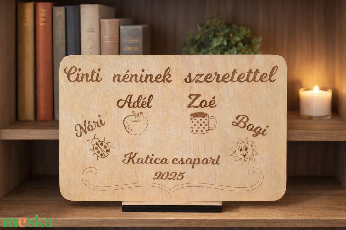 Személyre szabott fa emléktábla óvónéniknek, tanároknak - játék & sport - ovis felszerelés - óvodai jelek - Meska.hu