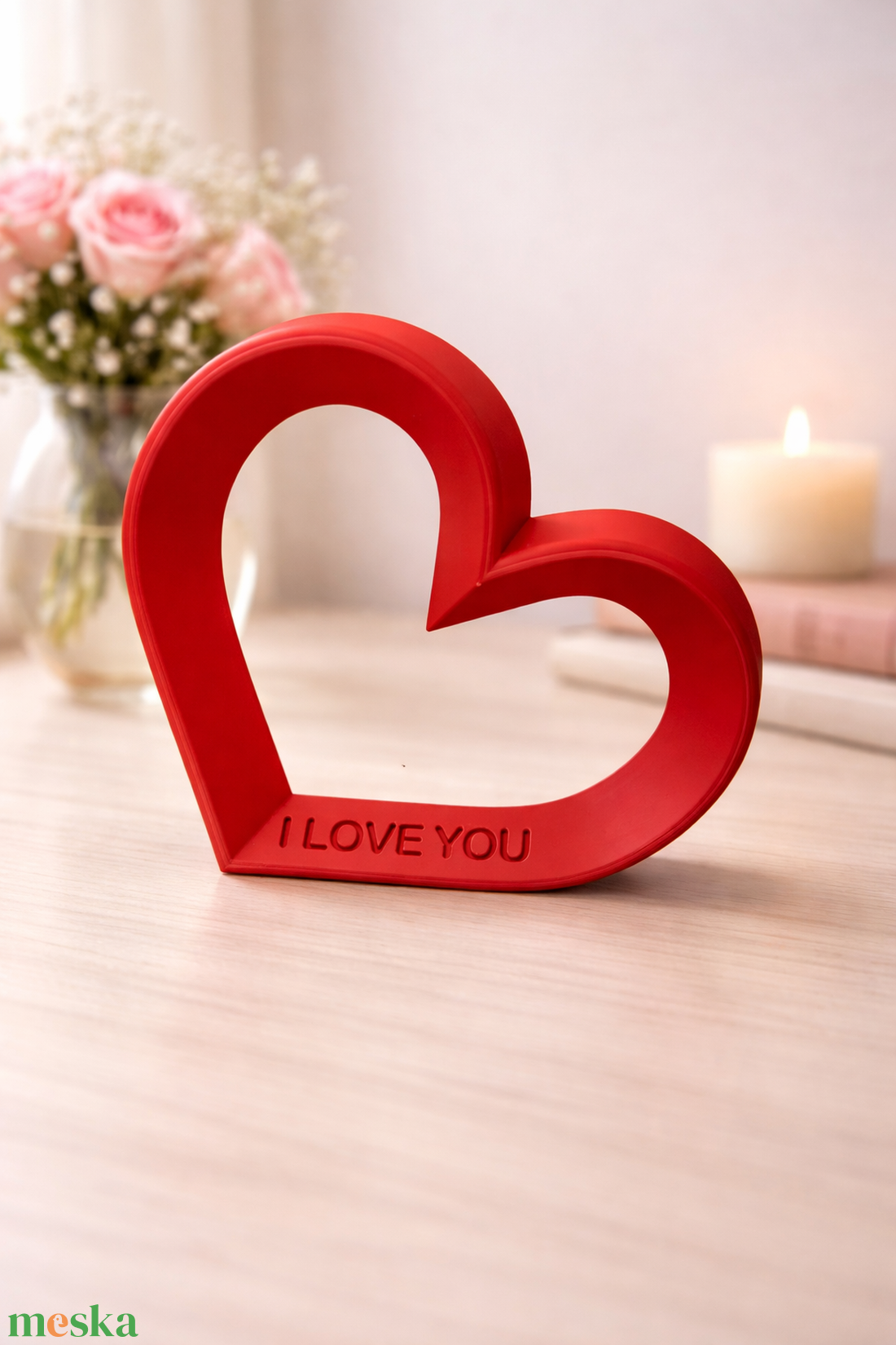Szív alakú asztali dekor � I LOVE YOU felirattal - otthon & életmód - dekoráció - asztal és polc dekoráció - asztaldísz - Meska.hu