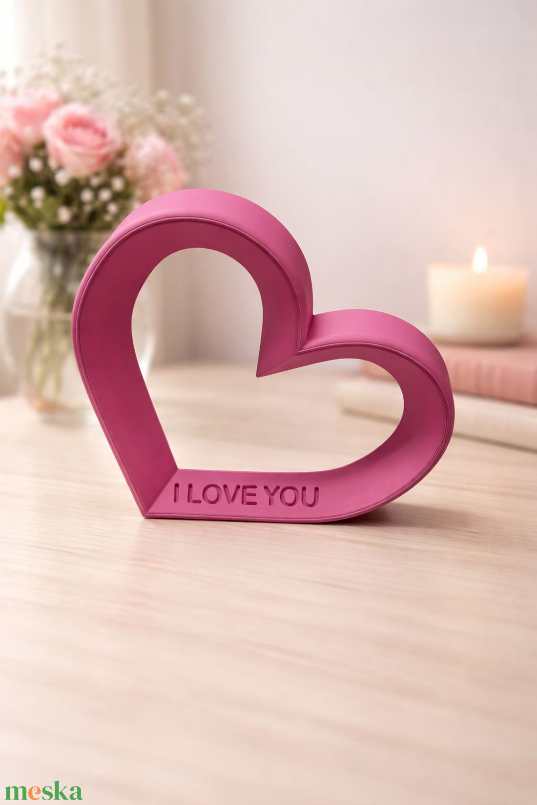 Szív alakú asztali dekor � I LOVE YOU felirattal - otthon & életmód - dekoráció - asztal és polc dekoráció - asztaldísz - Meska.hu