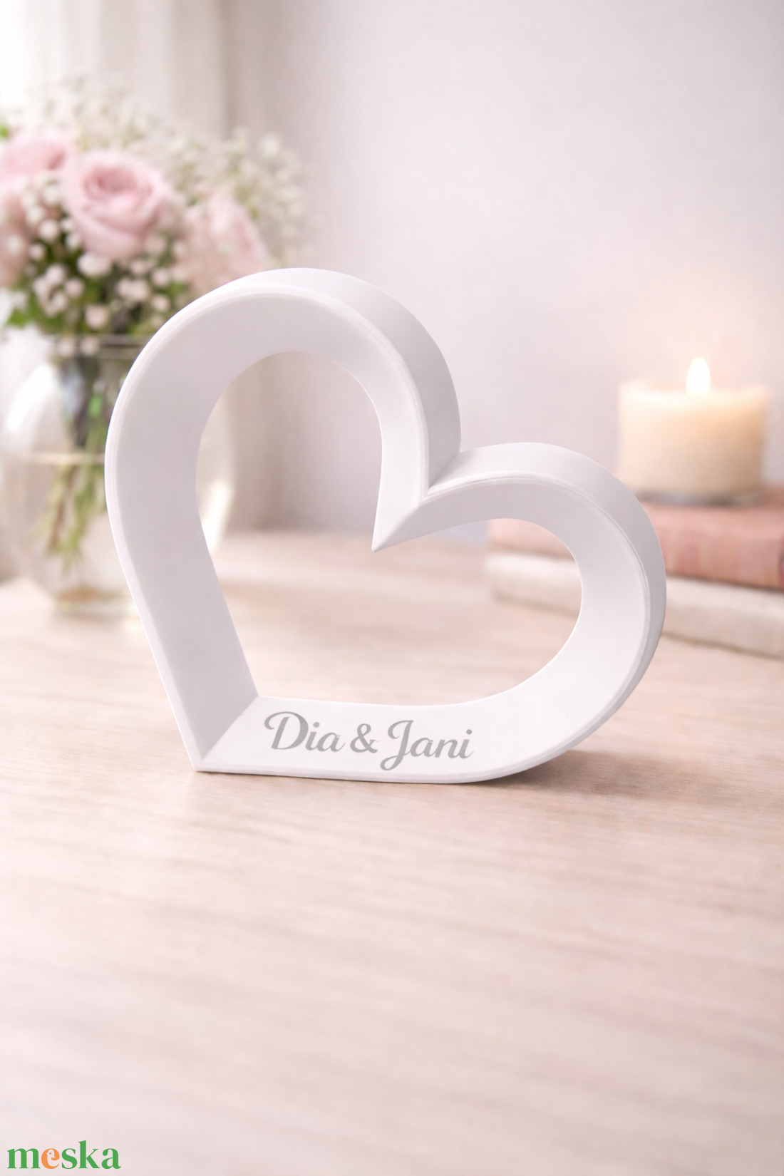 Szív alakú  esküvői dekoáció - esküvő - dekoráció - asztaldísz - Meska.hu