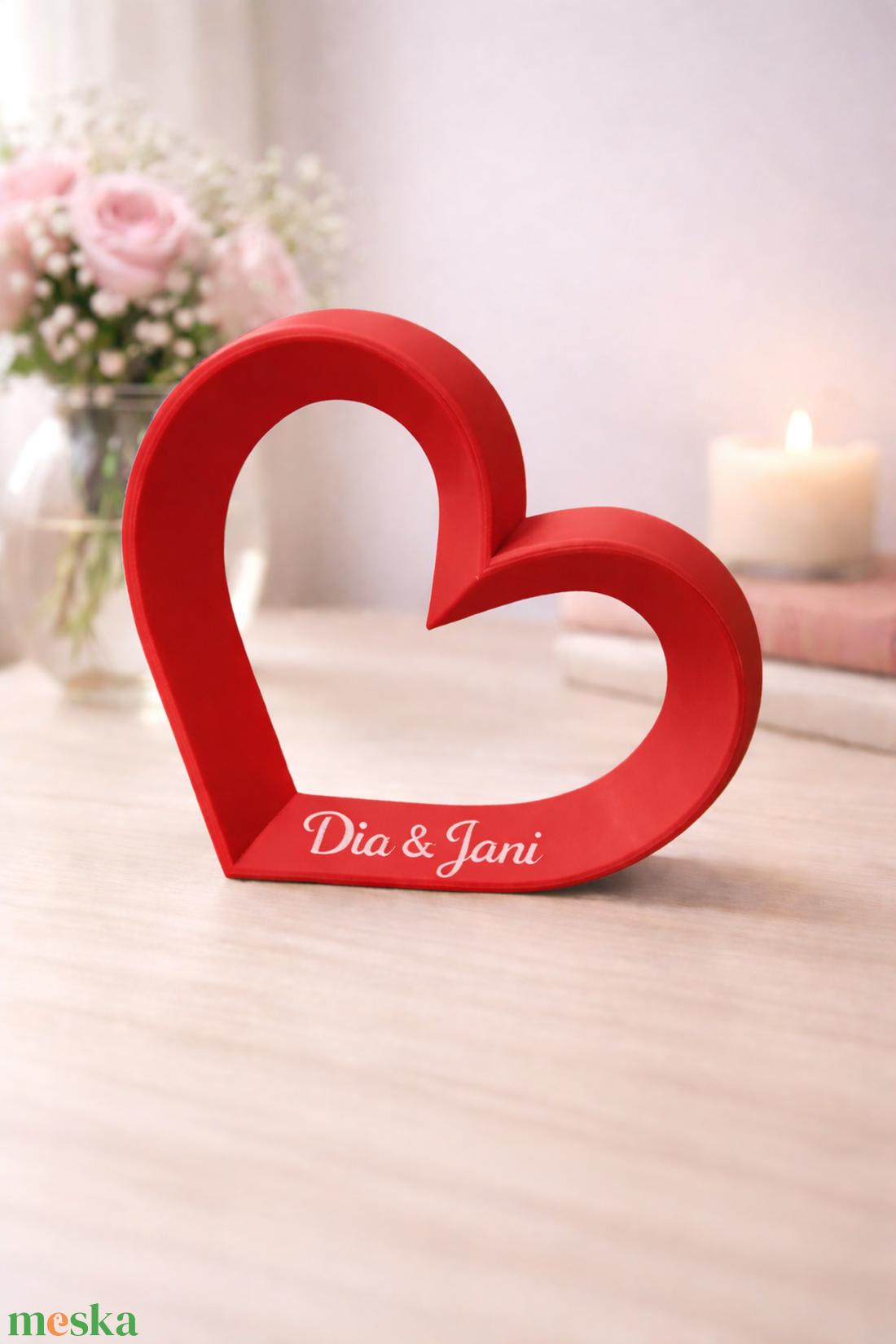 Szív alakú  esküvői dekoáció - esküvő - dekoráció - asztaldísz - Meska.hu